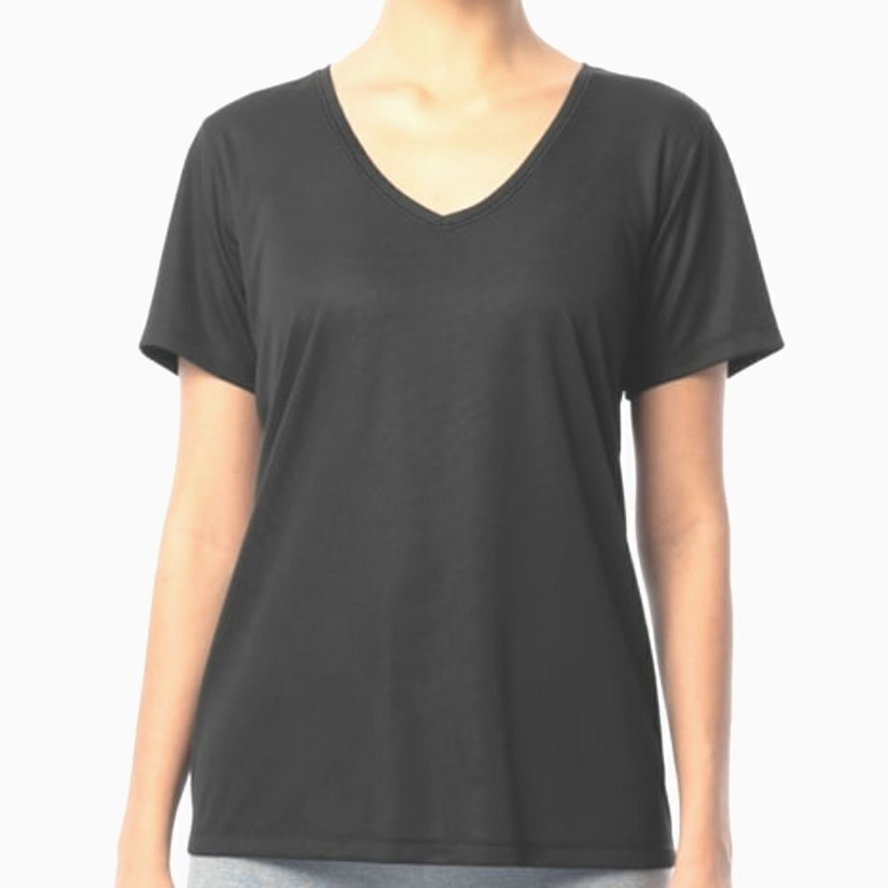 Athletic Works Black Soot Moisture Wicking Active Short Sleeve V-Neck Tee